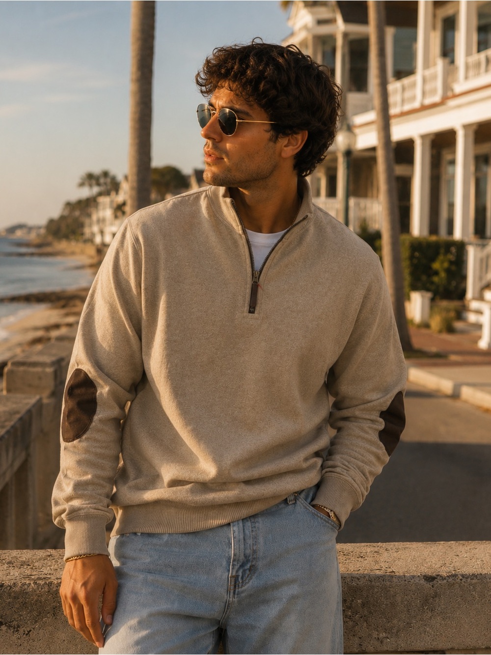Daniel Cremieux Beige Reversible 1/4 Zip Sweater Preppy Neutral Quiet Luxury 3X